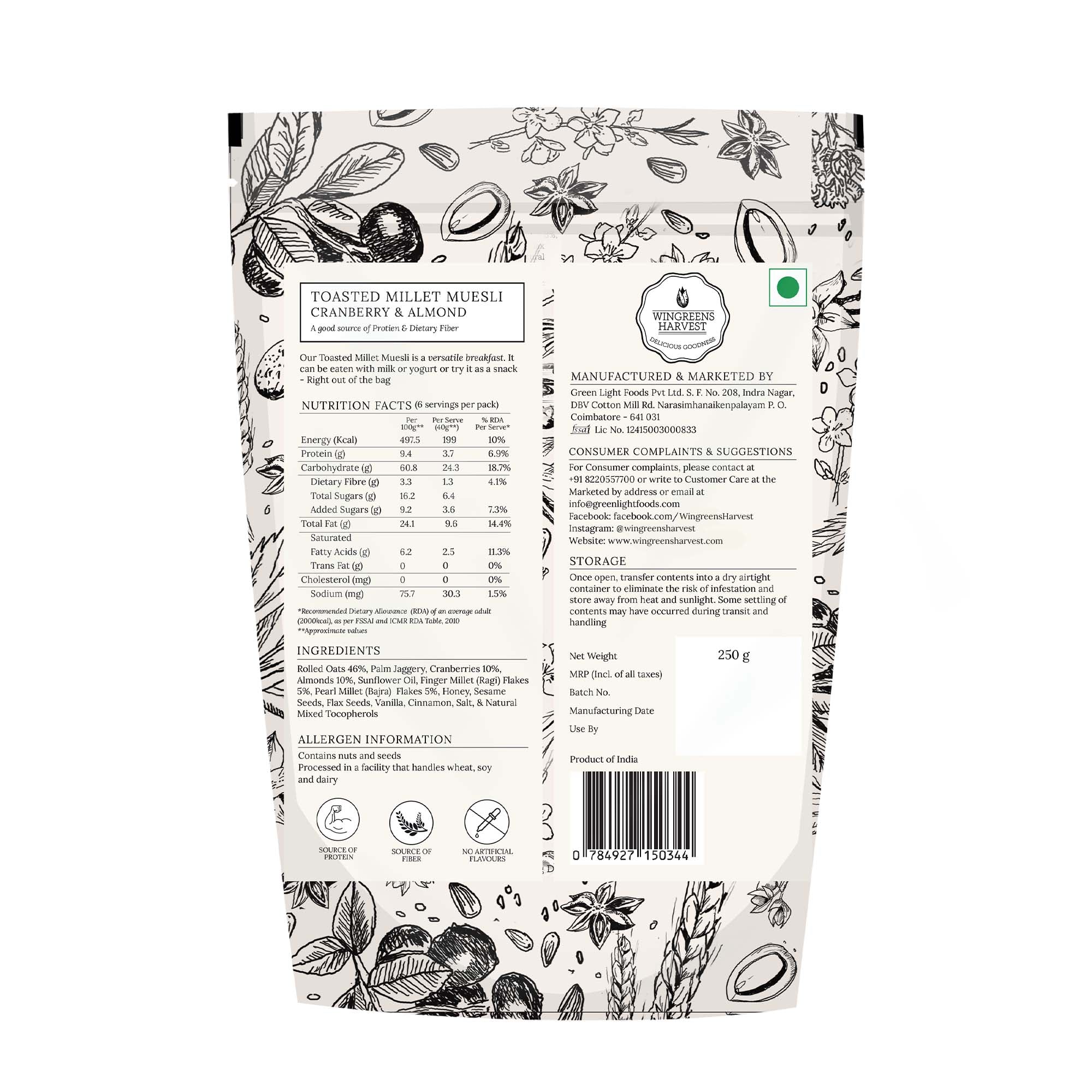 Toasted Millet Muesli - Assorted Variety Pack 4 x 250 g