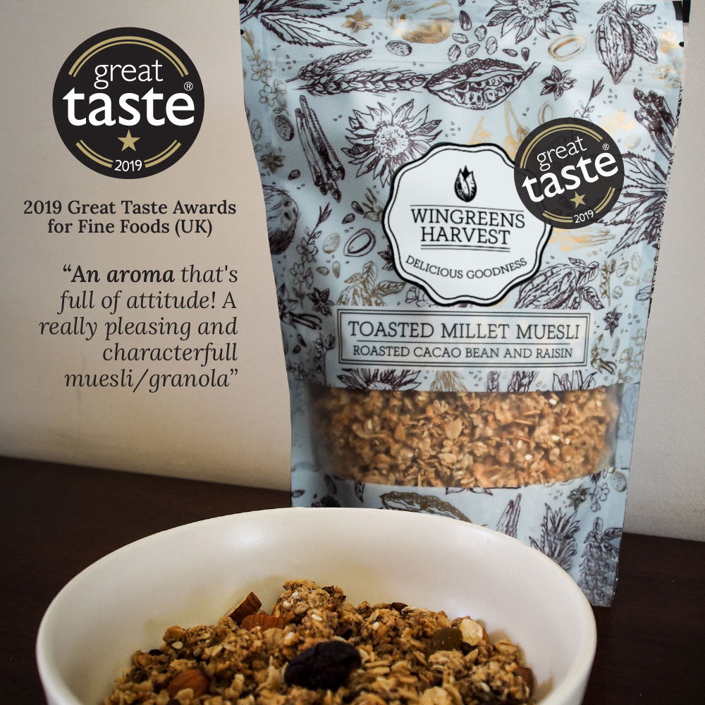 Toasted Millet Muesli - Roasted Cacao Bean & Raisin 250 g