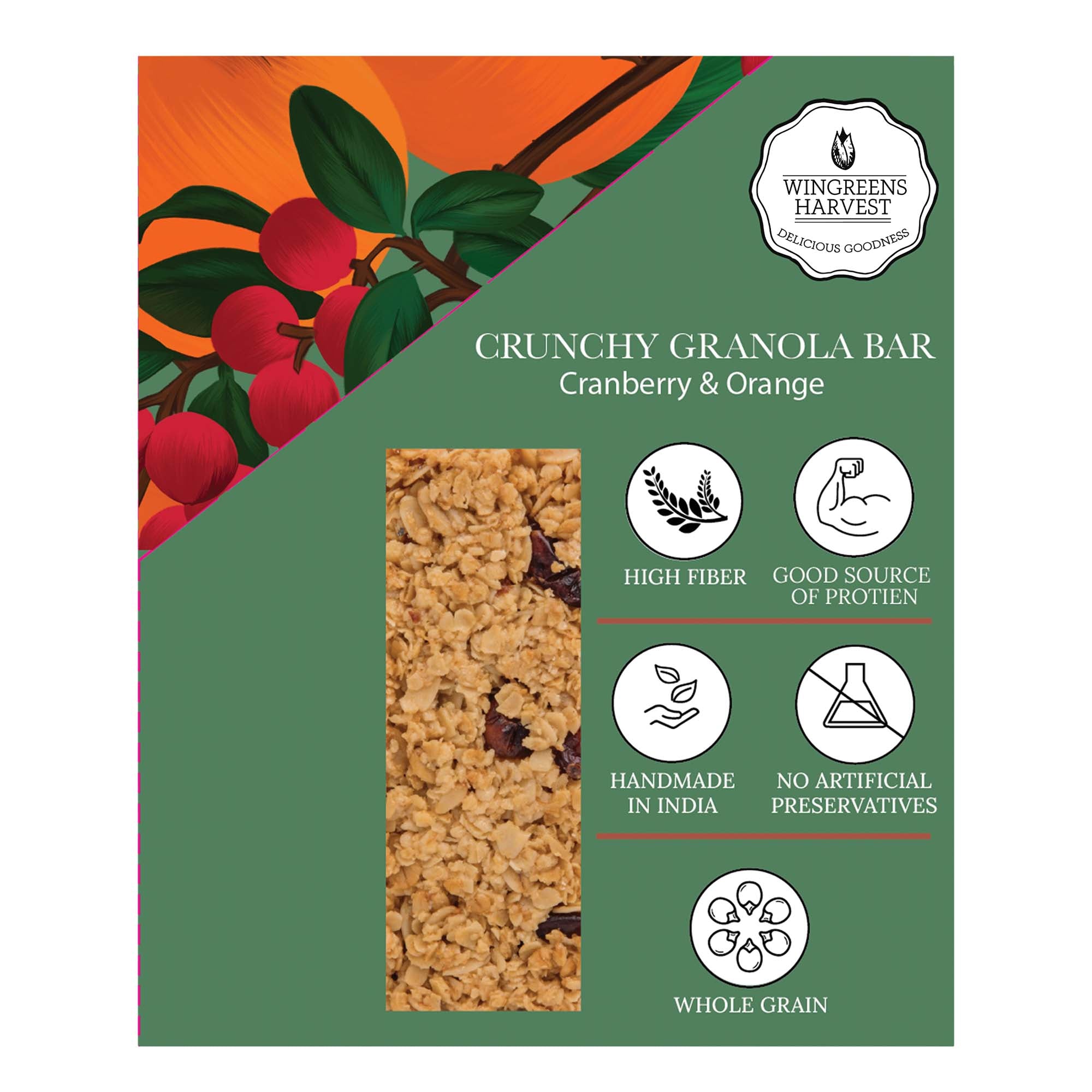 Crunchy Millet Granola Bars - Cranberry & Orange 240g x 2
