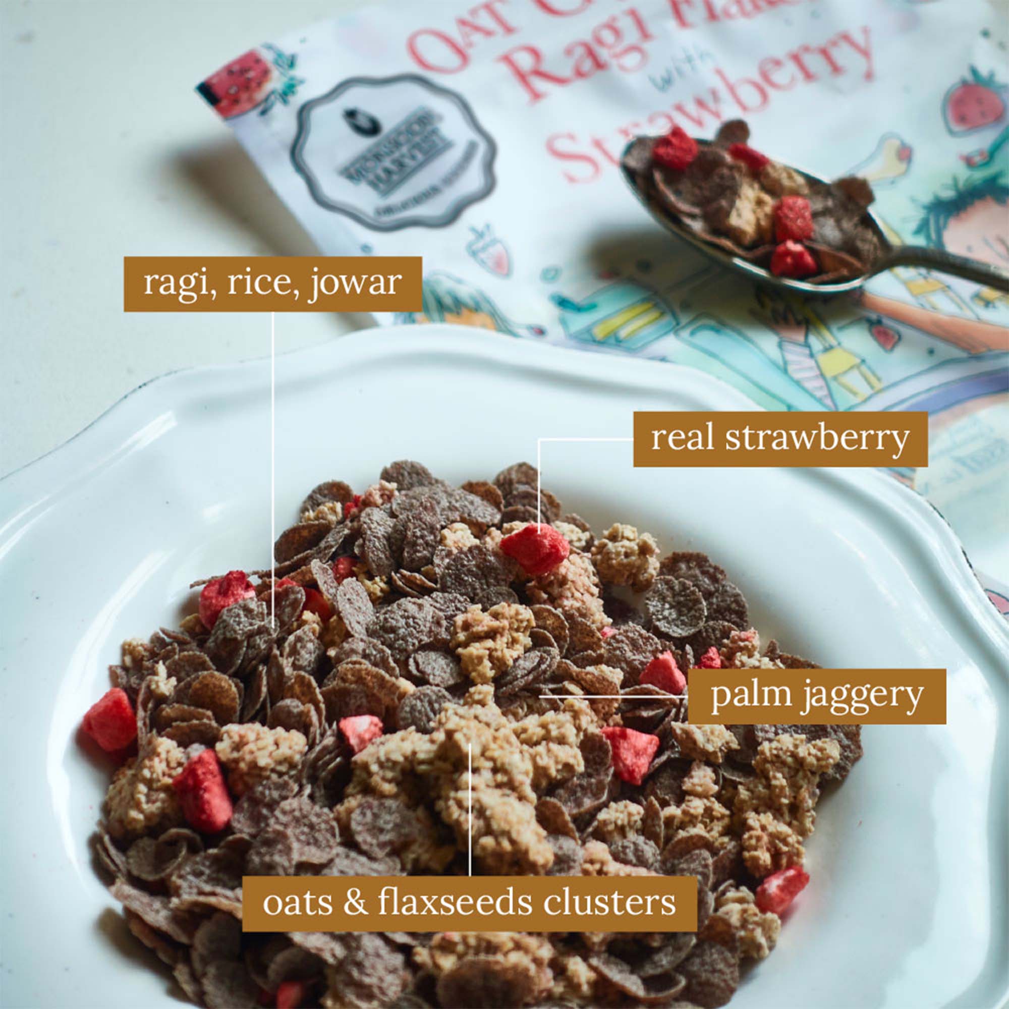 Breakfast Cereal - Oat Clusters & Ragi Flakes with Strawberry - 1KG